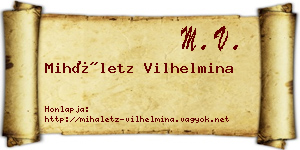 Miháletz Vilhelmina névjegykártya